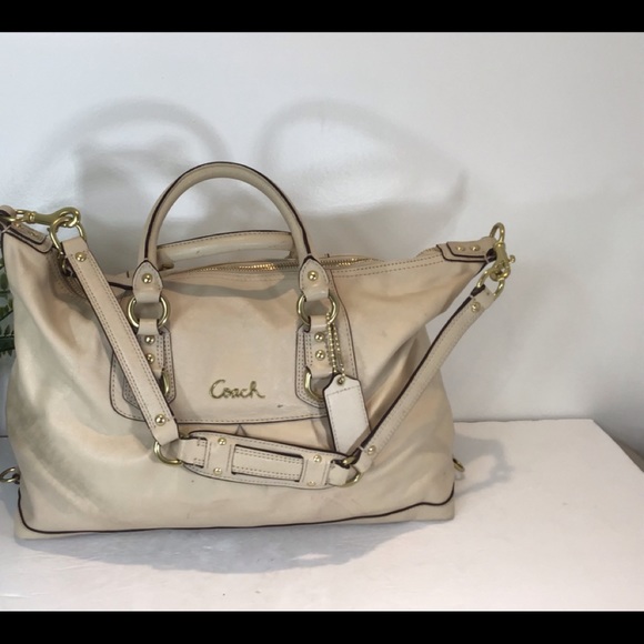 COACH ASHLEY IVORY LEATHER SATCHEL HANDBAG - Picture 4 of 16